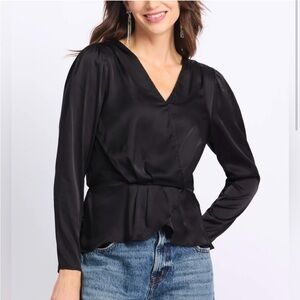 Montgomery Post Dalya Blouse Black Medium Stitch Fix‎ New With Tags